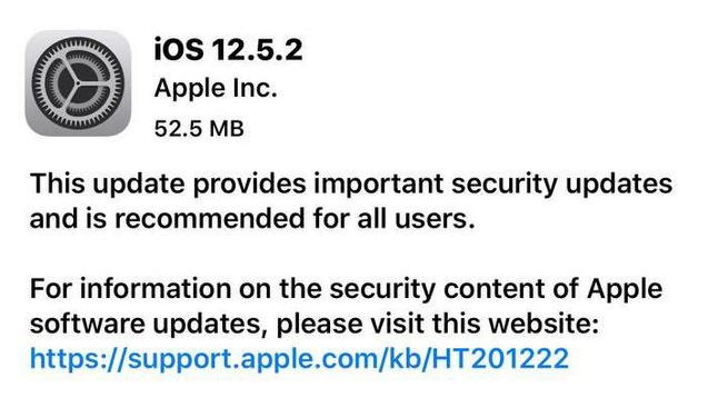 木里苹果手机维修分享iOS12.5.2发布，建议所有老苹果用户安装 